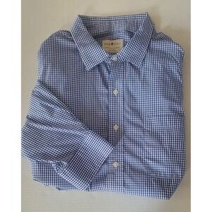 Oak Hill Easy‎ Stretch Classic Fit Gingham Dress Shirt Blue White 20 34/35